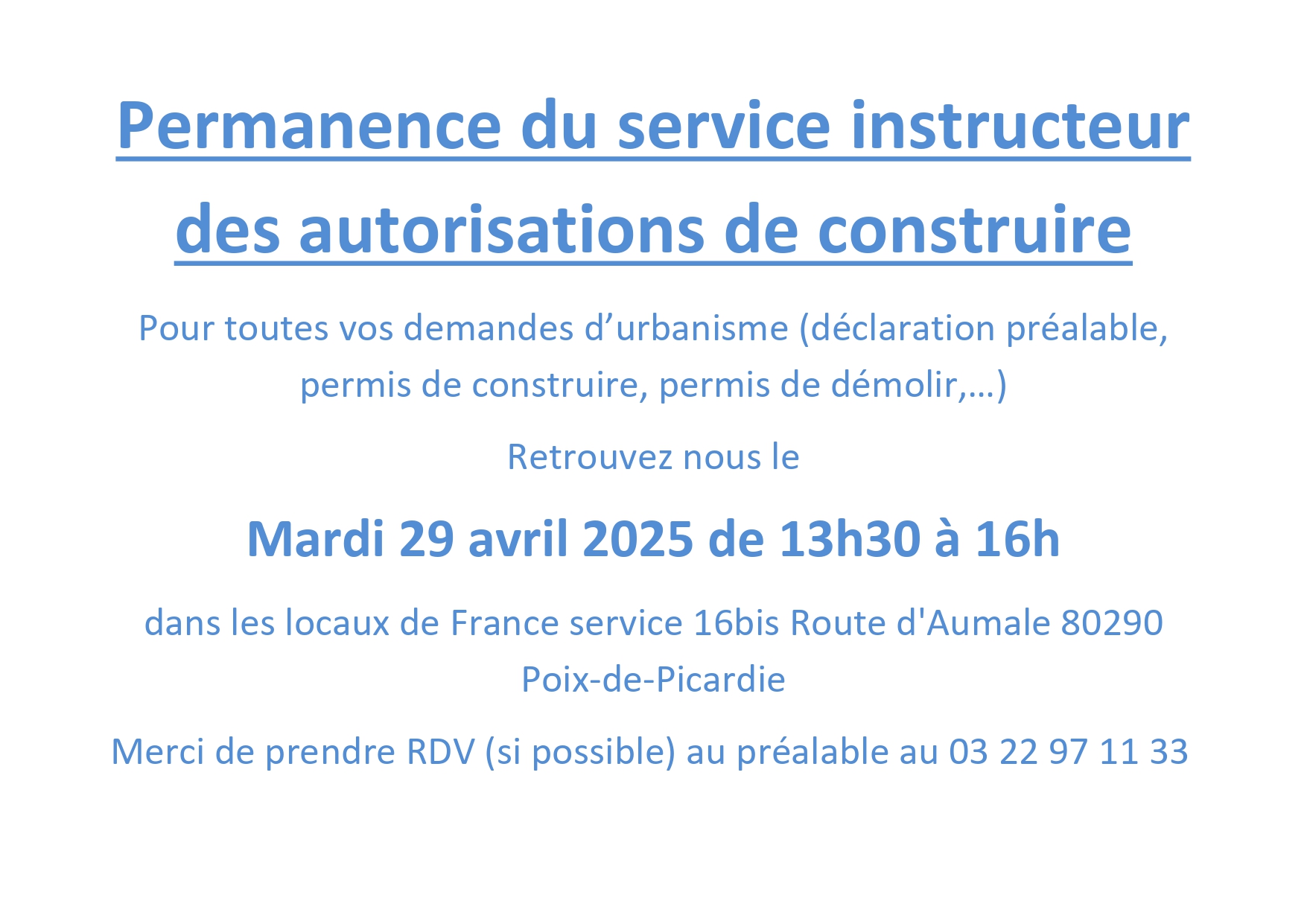 You are currently viewing PERMANENCE DU SERVICE INSTRUCTEUR DES AUTORISATIONS DE CONSTRUIRE