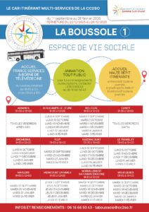 Lire la suite à propos de l’article Planning La Boussole 1 – Accueil France Services-Borne télémédecine et Accueil Halte Répit itinérante