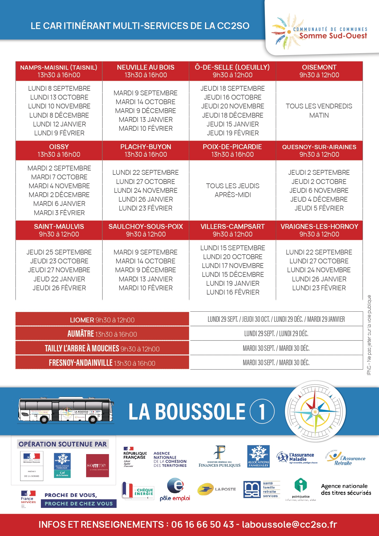 You are currently viewing Planning La Boussole 1 – Accueil France Services – Borne télémédecine et Accueil Halte Répit itinérante