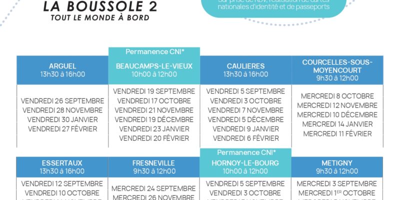 Planning La Boussole 2 – Accueil France Services – et Titres d’identité