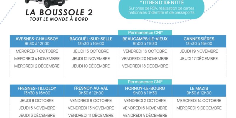 Plannings de LA BOUSSOLE du 1er octobre au 31 décembre 2026